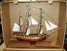 Tallship model (Frigate Provorny): The finished model is packed in a cardboard box for shipping