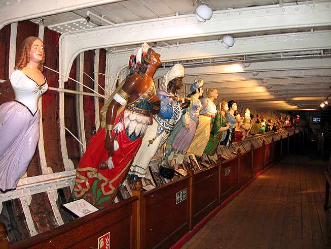 Original Bow Ornaments. Exposition in Hold of Cutty Sark.