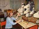Installation of tallship model rigging (Battleship Royal Sovereign)